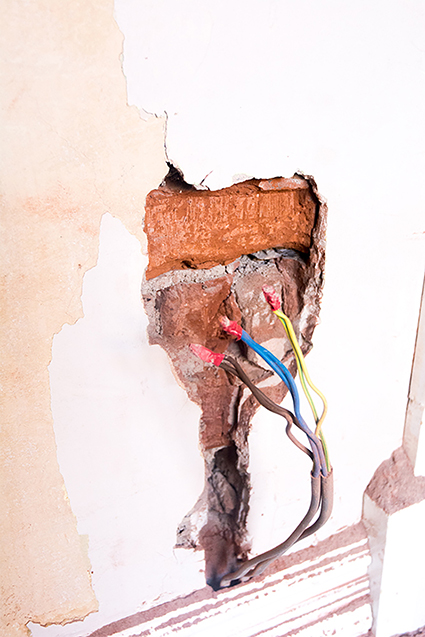 Socket cut out in wall